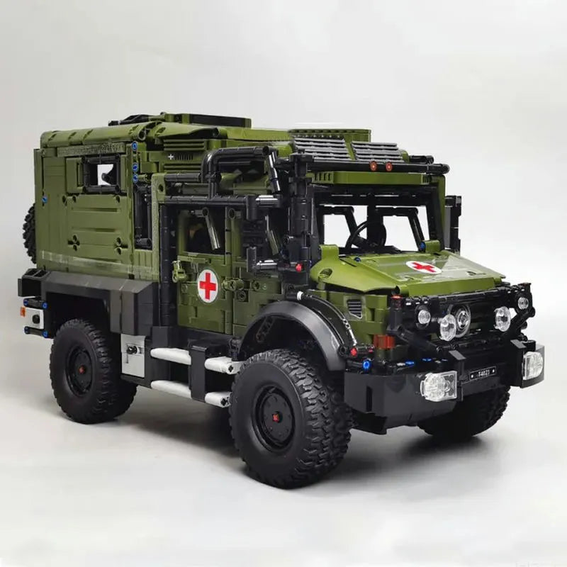Building Blocks Military Off Road Ambulance Army Rescue Vehicle Bricks Toy - 4