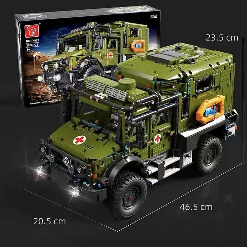 Building Blocks Military RC APP Rescue Vehicle Off Road Ambulance Bricks Toys - 5