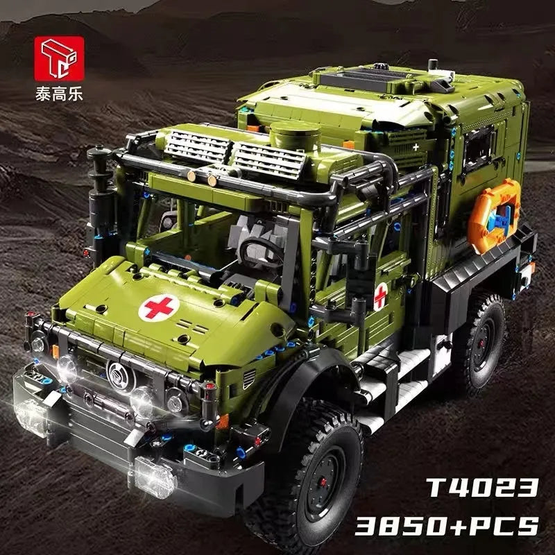 Building Blocks Military RC APP Rescue Vehicle Off Road Ambulance Bricks Toys - 2