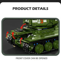 Thumbnail for Building Blocks Military WW2 RC Soviet Army T34 Medium Tank Bricks Toy Construction Set Toys - 8