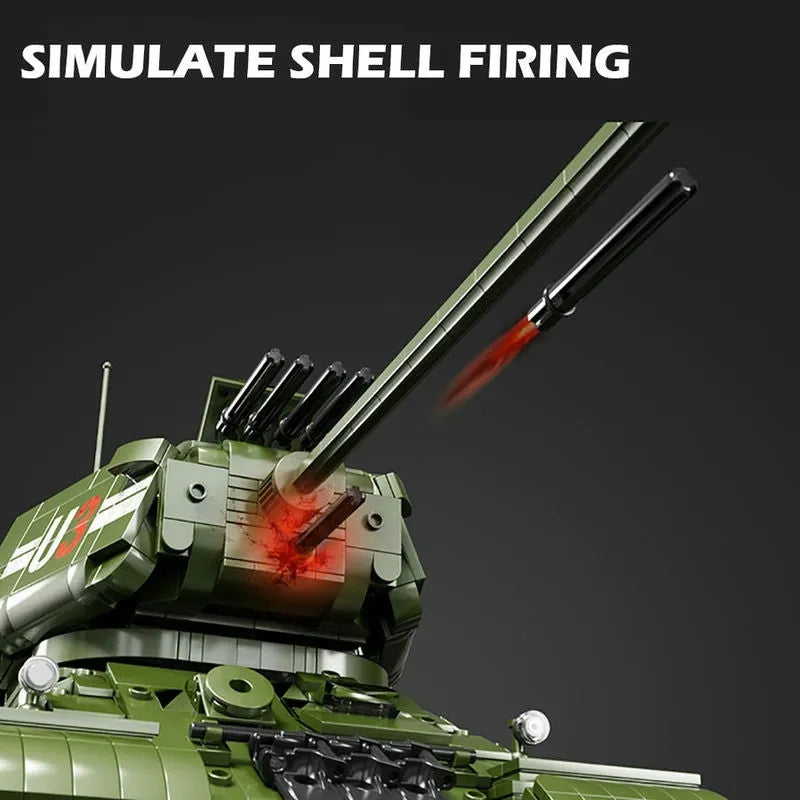 Building Blocks Military WW2 RC Soviet Army T34 Medium Tank Bricks Toy Construction Set Toys - 10