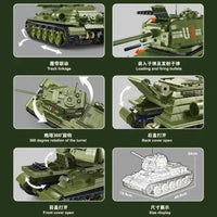 Thumbnail for Building Blocks Military WW2 RC Soviet Army T34 Medium Tank Bricks Toy - 4