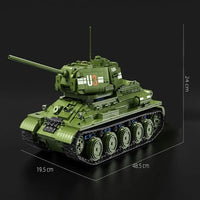 Thumbnail for Building Blocks Military WW2 RC Soviet Army T34 Medium Tank Bricks Toy - 7