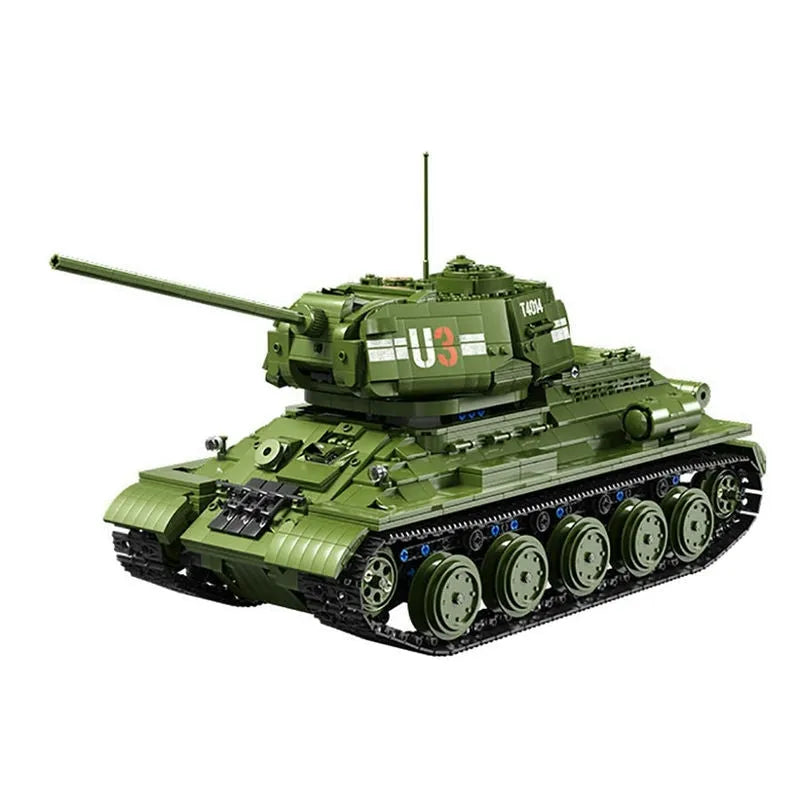 Building Blocks Military WW2 RC Soviet Army T34 Medium Tank Bricks Toy Construction Set Toys - 11