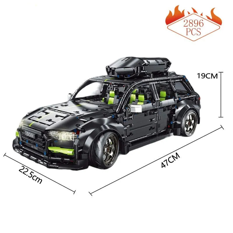 Building Blocks MOC Audi RS6 Avant Roadster Racing Car Bricks Toy T5023 - 1