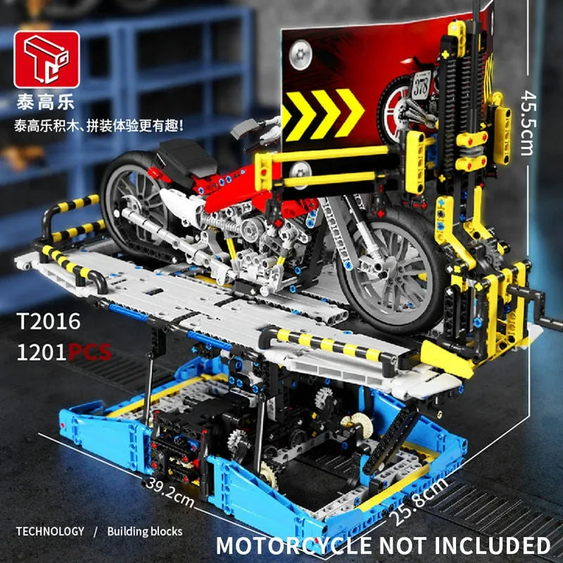 Building Blocks MOC City Motorcycle Test Bench Display Bricks Kids Toy - 8