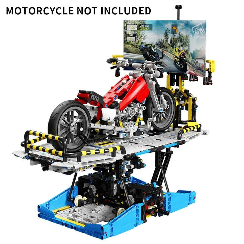 Building Blocks MOC City Motorcycle Test Bench Display Bricks Kids Toy - 5