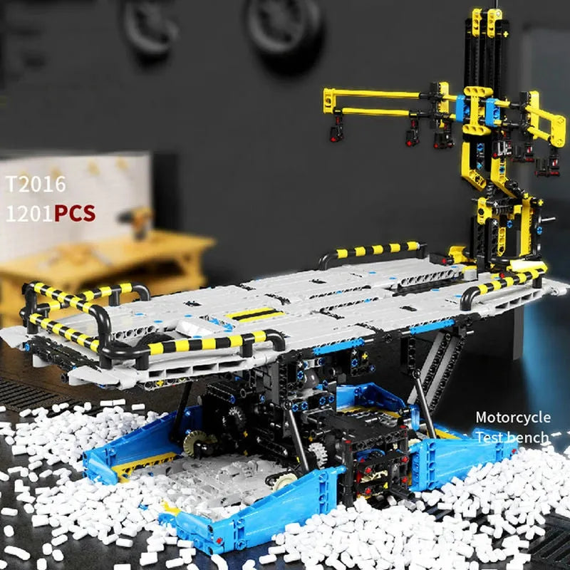 Building Blocks MOC City Motorcycle Test Bench Power Motor Bricks Toys Construction Set Toys - 5