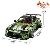 Thumbnail for Building Blocks MOC Electroplated AMG GT Sport Racing Car Bricks Toys T5019 - 3