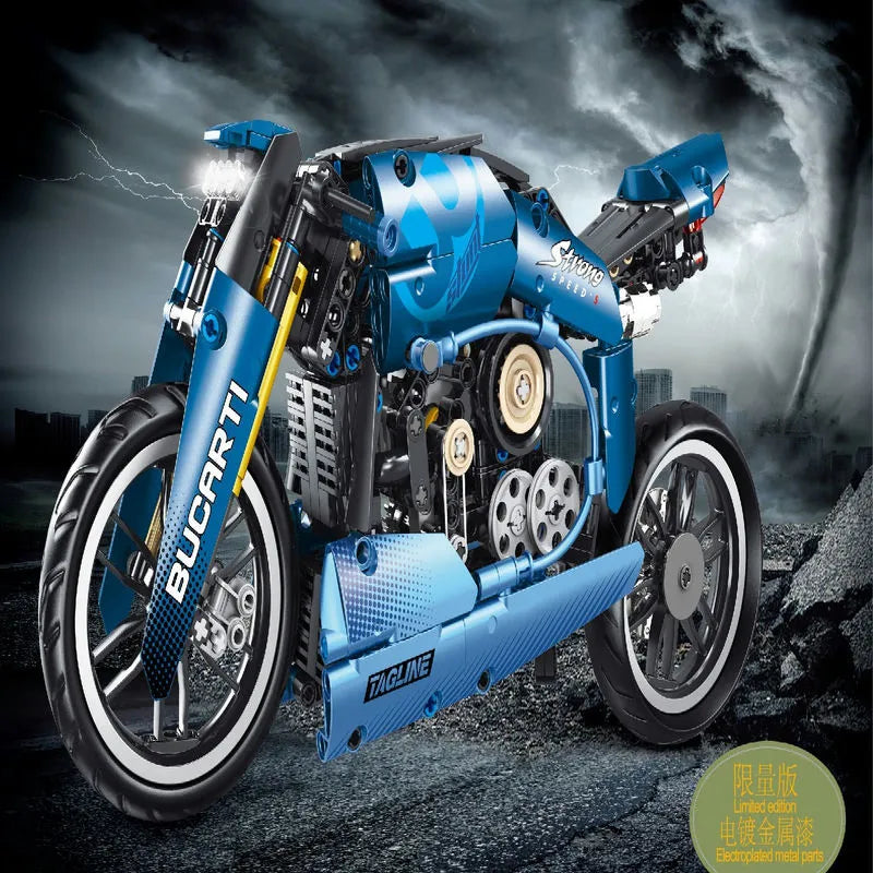 Building Blocks MOC Electroplated Luxury Racing Motorcycle Bricks Toy T3034 - 3