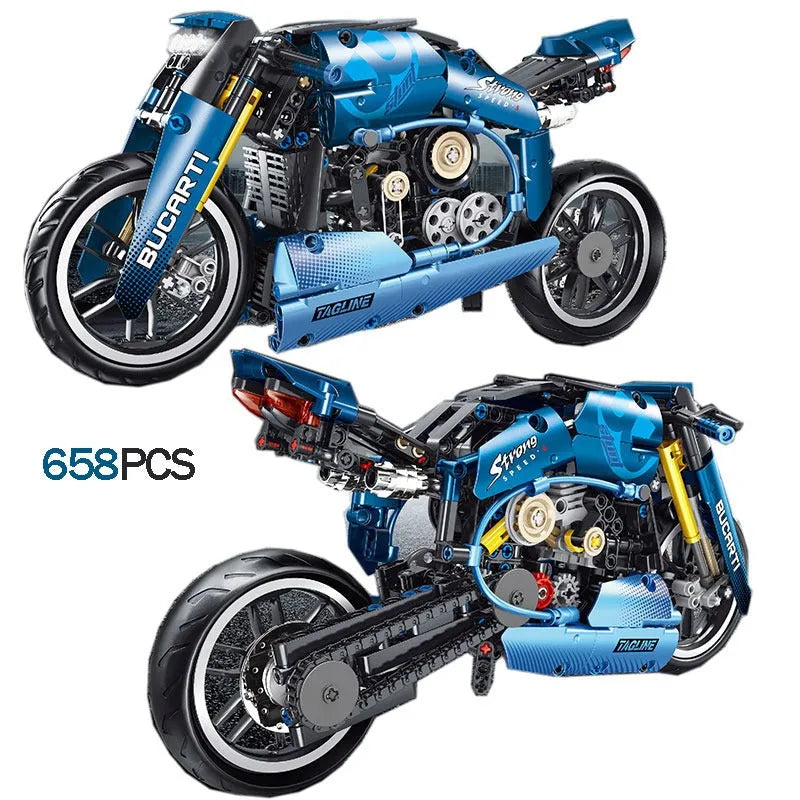Building Blocks MOC Electroplated Luxury Racing Motorcycle Bricks Toy T3034 Construction Set Toys - 1