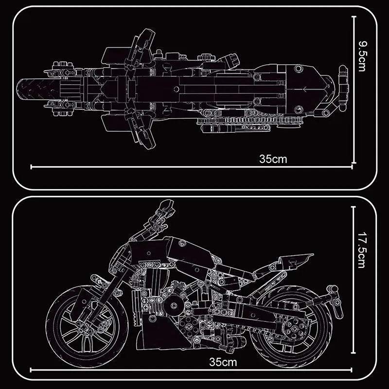 Building Blocks MOC Electroplated Luxury Racing Motorcycle Bricks Toy T3034 Construction Set Toys - 6