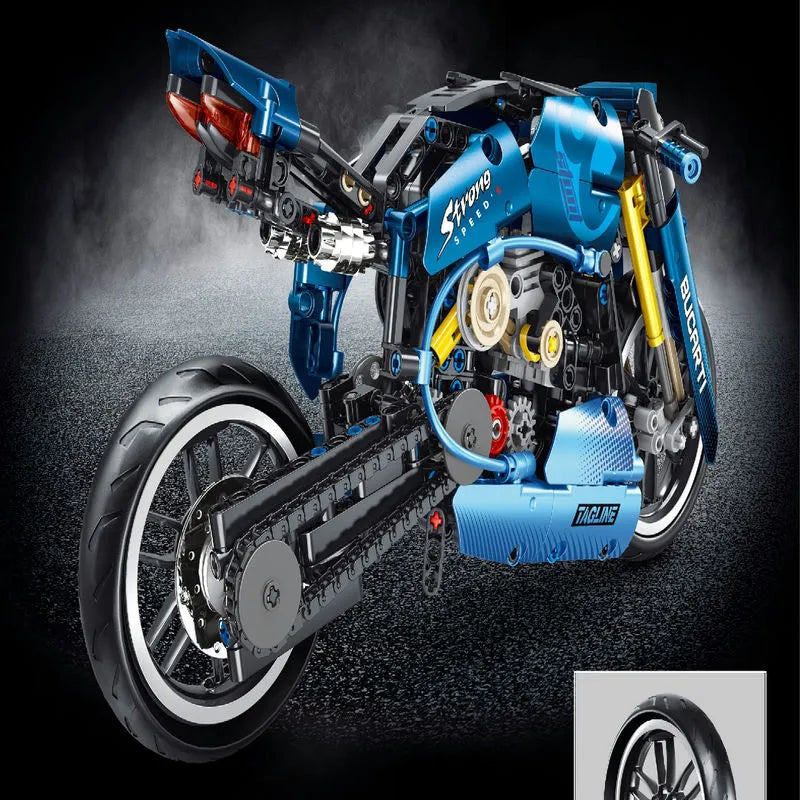 Building Blocks MOC Electroplated Luxury Racing Motorcycle Bricks Toy T3034 Construction Set Toys - 4