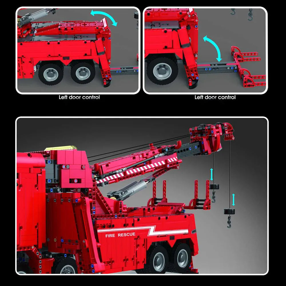 Building Blocks MOC Expert APP RC Water Rescue Fire Truck Bricks Toy - 6