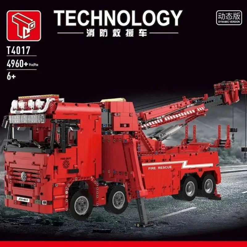 Building Blocks MOC Expert APP RC Water Rescue Fire Truck Bricks Toy Construction Set Toys - 2