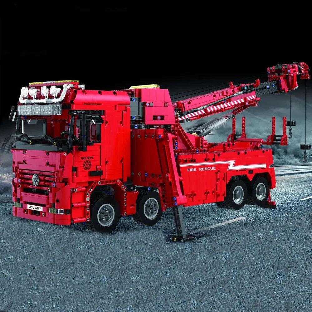 Building Blocks MOC Expert APP RC Water Rescue Fire Truck Bricks Toy - 3