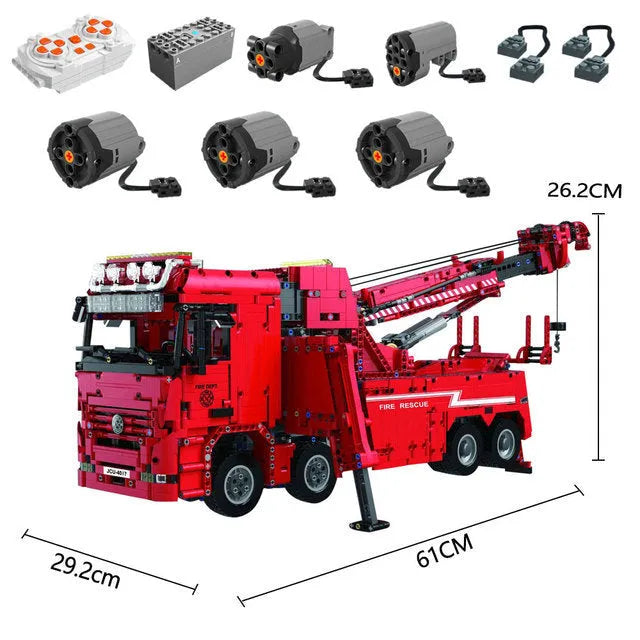 Building Blocks MOC Expert APP RC Water Rescue Fire Truck Bricks Toy - 1