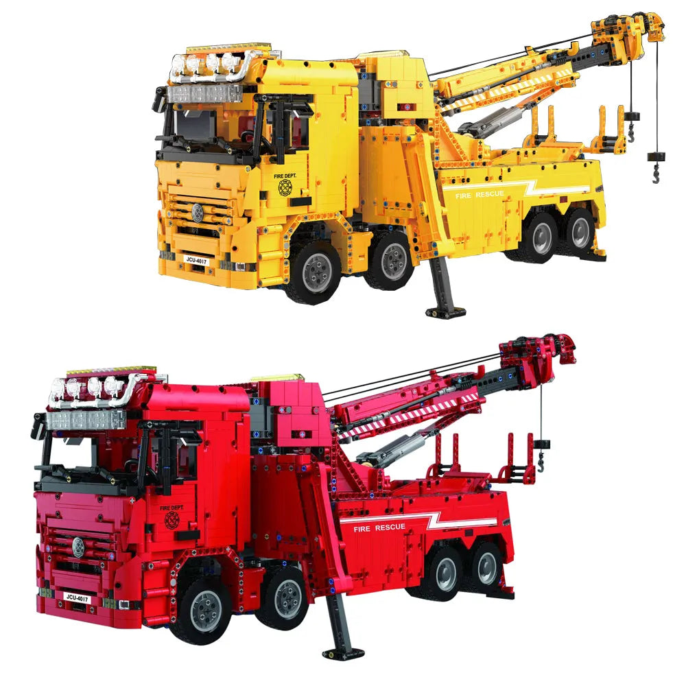 Building Blocks MOC Expert APP RC Water Rescue Fire Truck Bricks Toy - 9