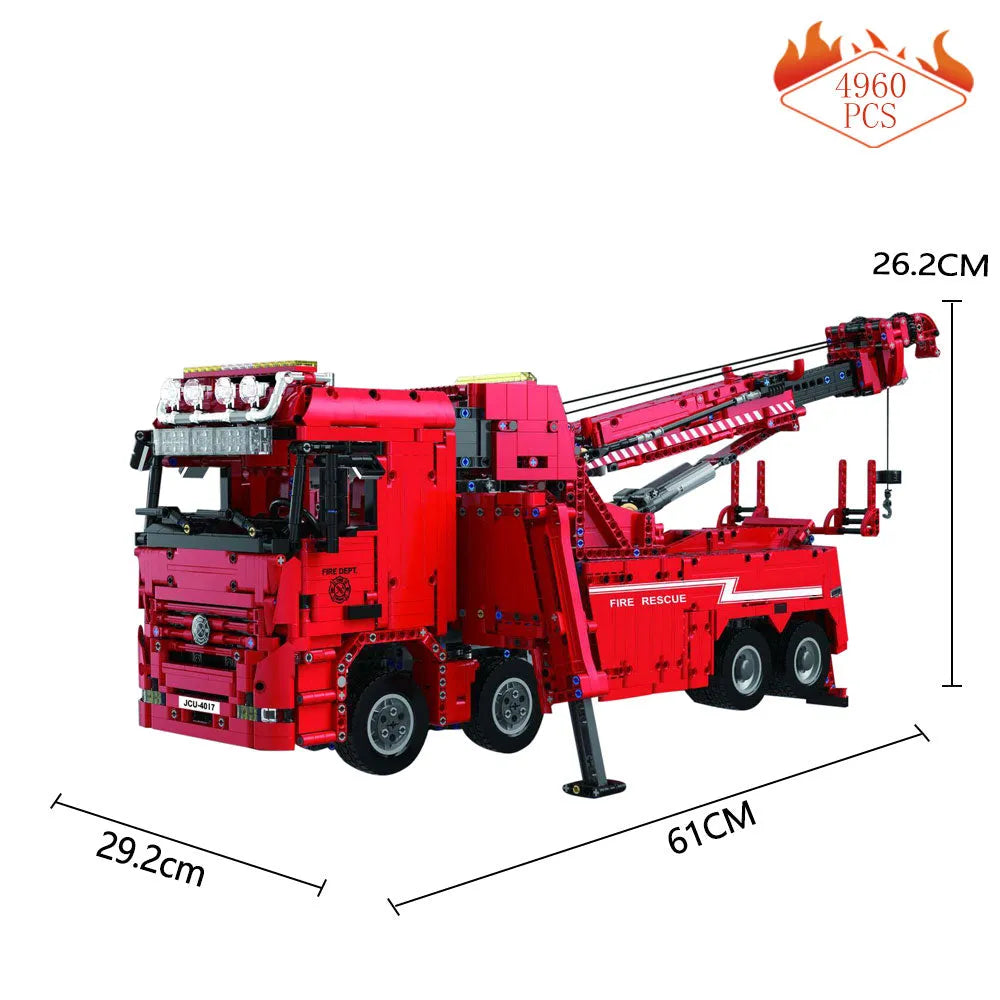 Building Blocks MOC Expert RC APP Rescue City Fire Truck Bricks Toys - 4