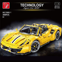 Thumbnail for Building Blocks MOC Ferrari 488 Super Racing Sports Car Bricks Toy T5005A - 2