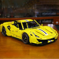 Thumbnail for Building Blocks MOC Ferrari 488 Super Racing Sports Car Bricks Toy T5005A - 7