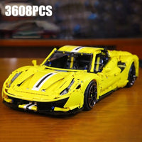 Thumbnail for Building Blocks MOC Ferrari 488 Super Racing Sports Car Bricks Toy T5005A - 6