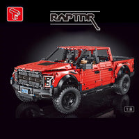Thumbnail for Building Blocks MOC Ford F - 150 Raptor Pickup Truck Tech Bricks Toy T5014A - 1