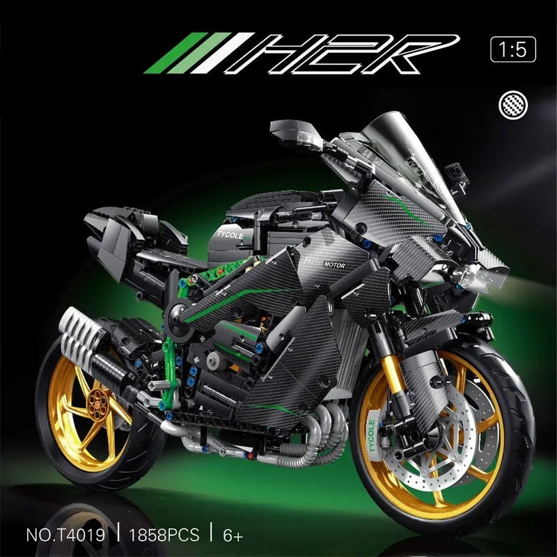 Building Blocks MOC KAWASAKI H2R Racing Motorcycle Bricks Toys T4019 Construction Set Toys - 2