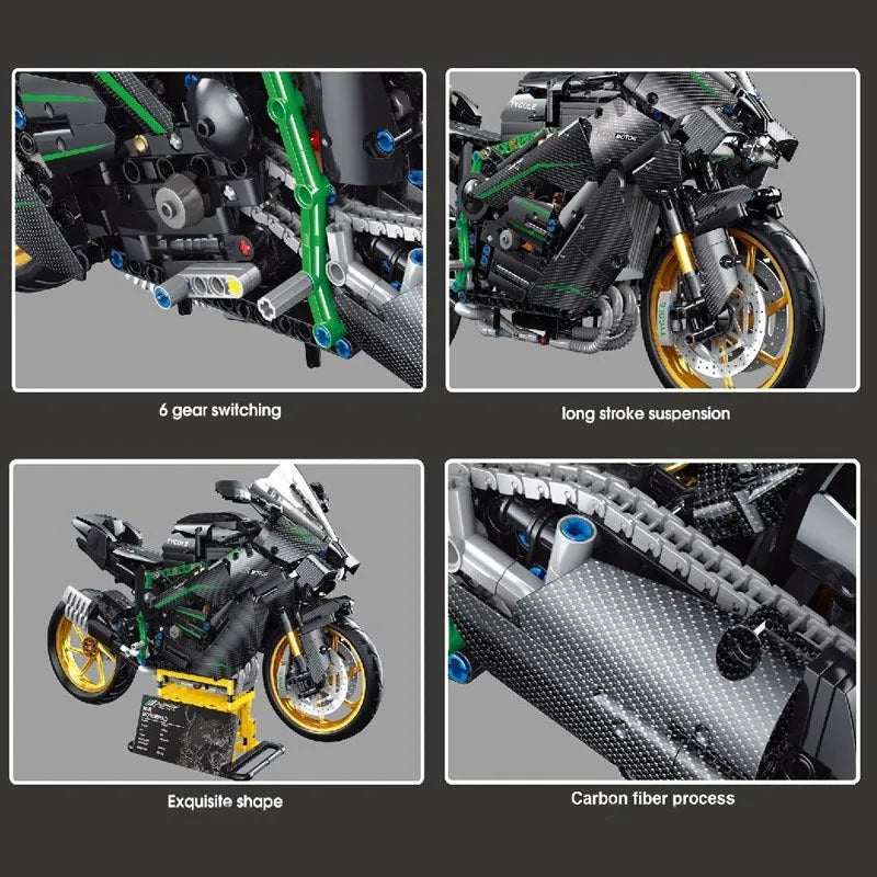 Building Blocks MOC KAWASAKI H2R Racing Motorcycle Bricks Toys T4019 Construction Set Toys - 5