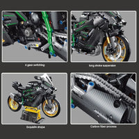 Thumbnail for Building Blocks MOC KAWASAKI H2R Racing Motorcycle Bricks Toys T4019 - 5