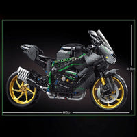 Thumbnail for Building Blocks MOC KAWASAKI H2R Racing Motorcycle Bricks Toys T4019 - 6