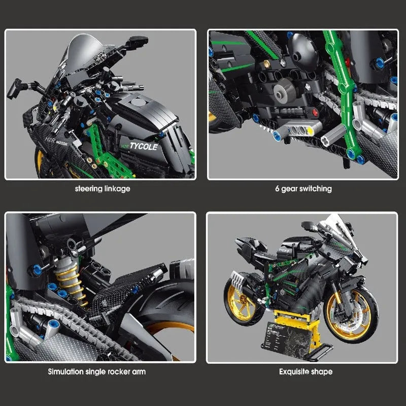 Building Blocks MOC KAWASAKI H2R Racing Motorcycle Bricks Toys T4019 Construction Set Toys - 4