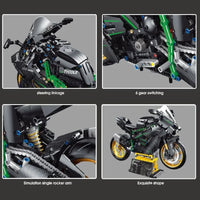 Thumbnail for Building Blocks MOC KAWASAKI H2R Racing Motorcycle Bricks Toys T4019 Construction Set Toys - 4