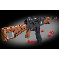 Thumbnail for Building Blocks MOC Military AK47 Assault Rifle Weapon Bricks Toy T2034 - 5