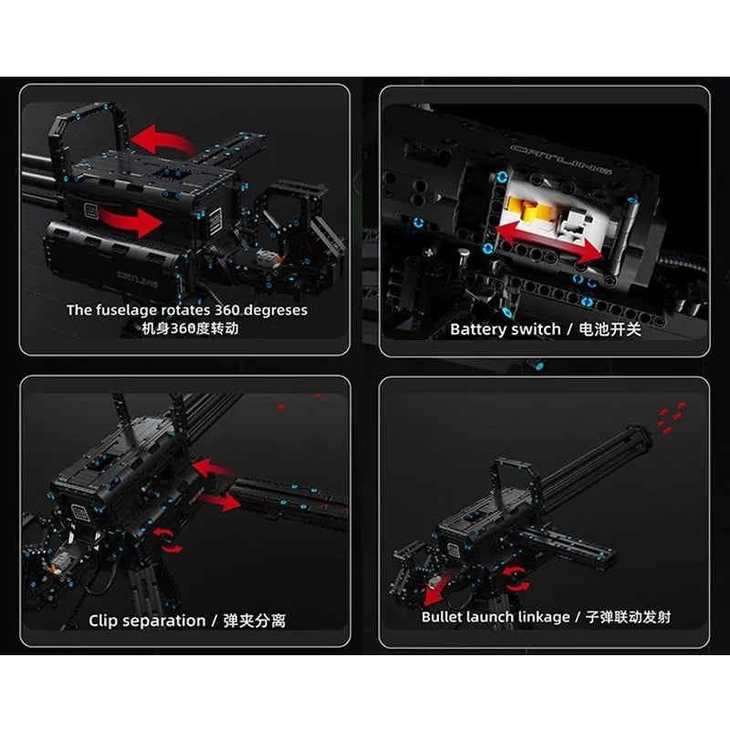 Building Blocks MOC Military Gatling Cannon Gun Weapon Bricks Toy T2036 Construction Set Toys - 4