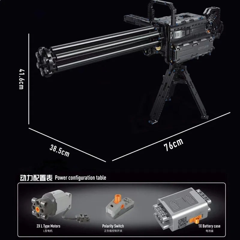 Building Blocks MOC Military Gatling Cannon Gun Weapon Bricks Toy T2036 Construction Set Toys - 2
