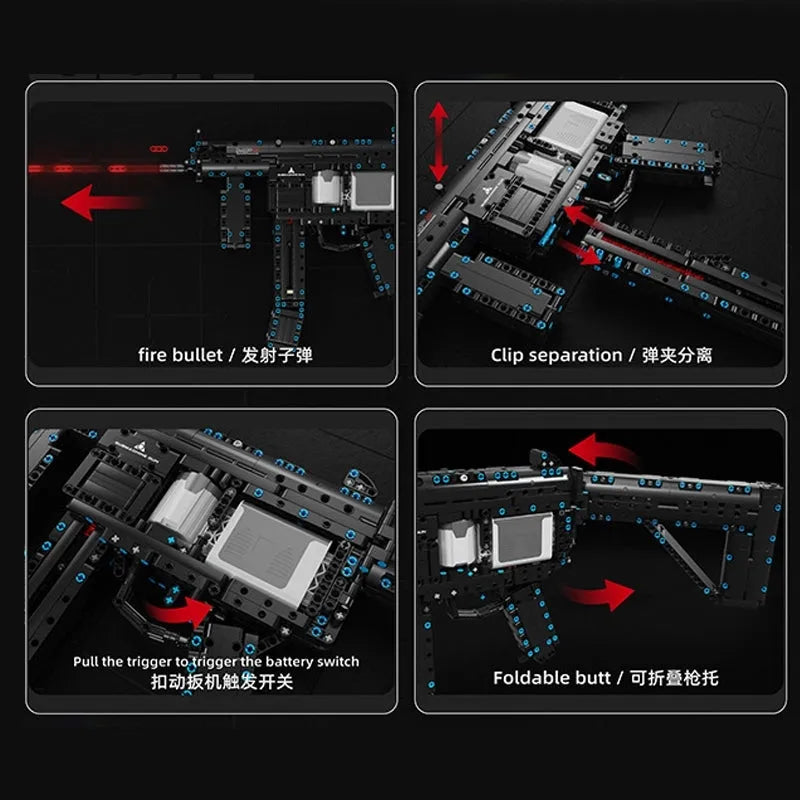 Building Blocks MOC Military MP5 Submachine Gun Weapon Bricks Toy T2035 Construction Set Toys - 3