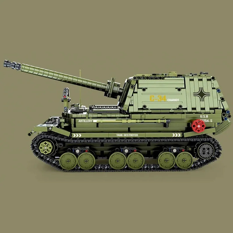 Building Blocks MOC Military WW2 Army Tank Destroyer Bricks Toy T4012 - 8
