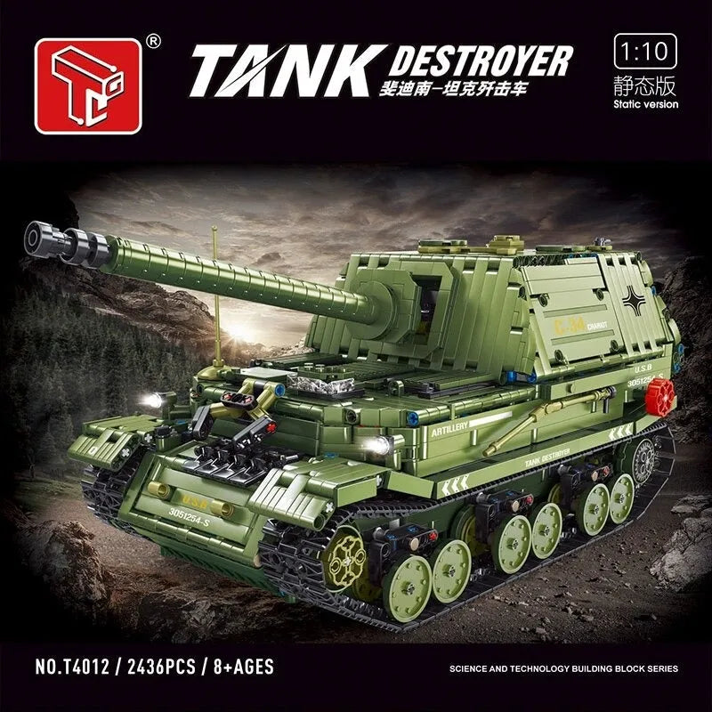 Building Blocks MOC Military WW2 Army Tank Destroyer Bricks Toy T4012 Construction Set Toys - 2