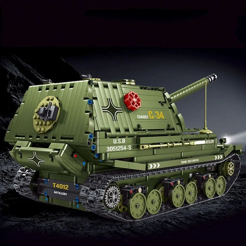 Building Blocks MOC Military WW2 Army Tank Destroyer Bricks Toy T4012 - 5