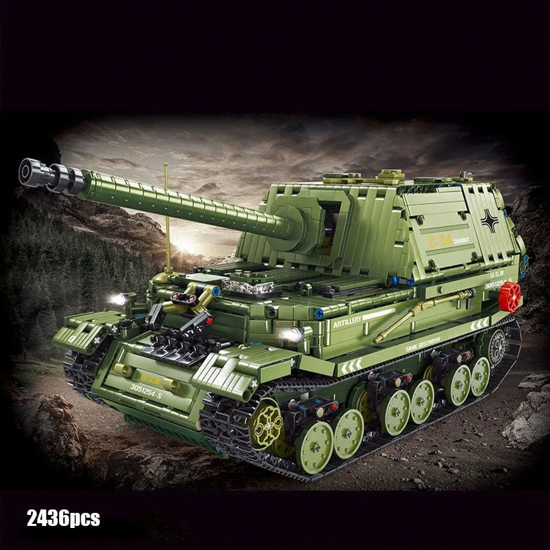 Building Blocks MOC Military WW2 Army Tank Destroyer Bricks Toy T4012 - 4