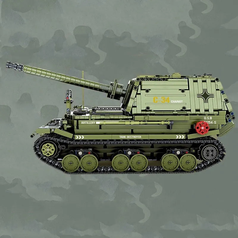 Building Blocks MOC Military WW2 Army Tank Destroyer Bricks Toy T4012 Construction Set Toys - 3
