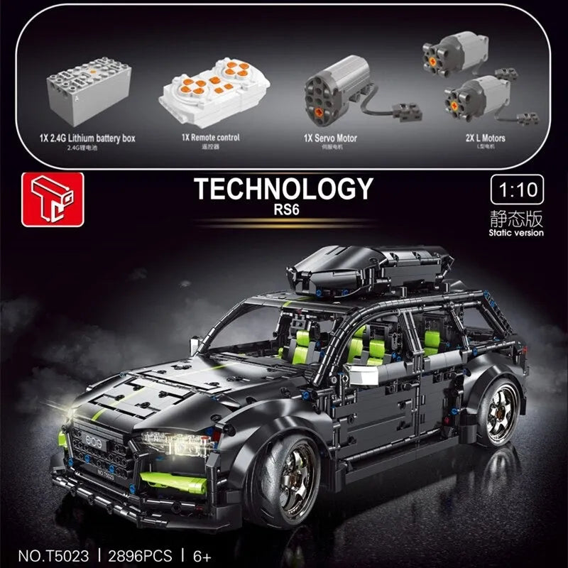 Building Blocks MOC Motorized RC Audi RS6 Avant Racing Car Bricks Toy T5023 - 2