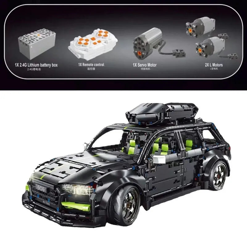 Building Blocks MOC Motorized RC Audi RS6 Avant Racing Car Bricks Toy T5023 - 1