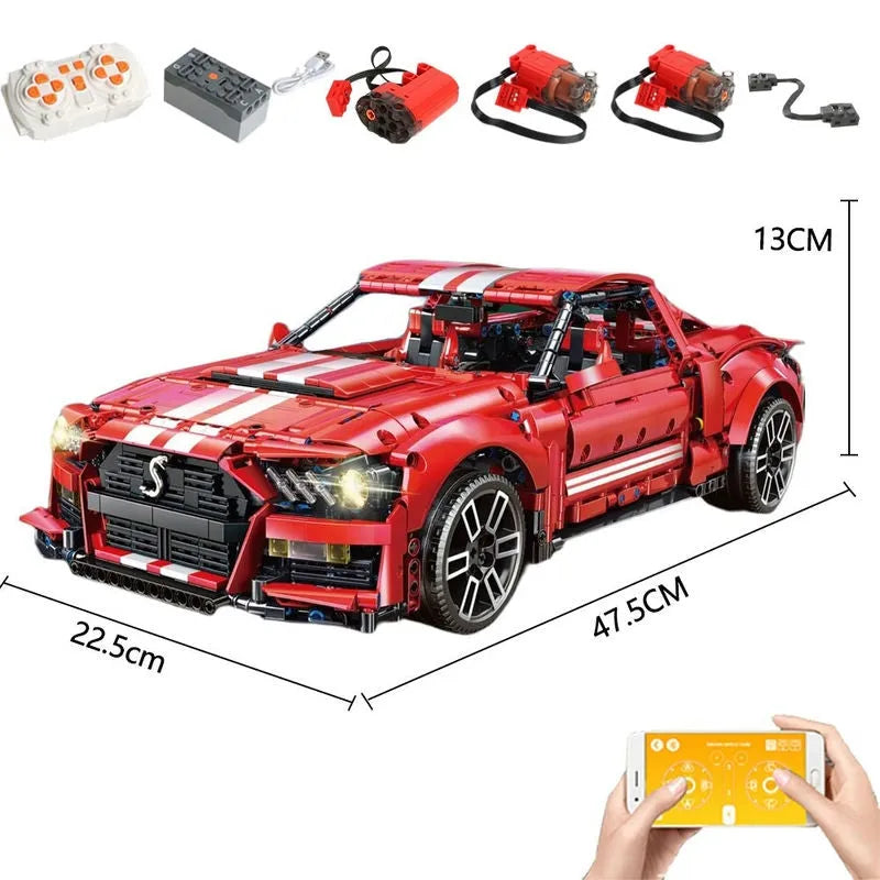 Building Blocks MOC Motorized RC Classic Shelby GT500 Racing Car Bricks Toys - 1