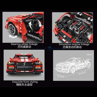 Thumbnail for Building Blocks MOC Motorized RC Classic Shelby GT500 Racing Car Bricks Toys - 6