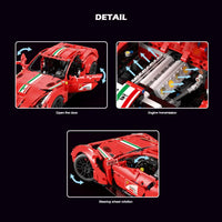 Thumbnail for Building Blocks MOC Motorized RC Ferrari Berlinetta Sports Car Bricks Toy - 6