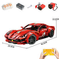 Thumbnail for Building Blocks MOC Motorized RC Ferrari Berlinetta Sports Car Bricks Toy - 1