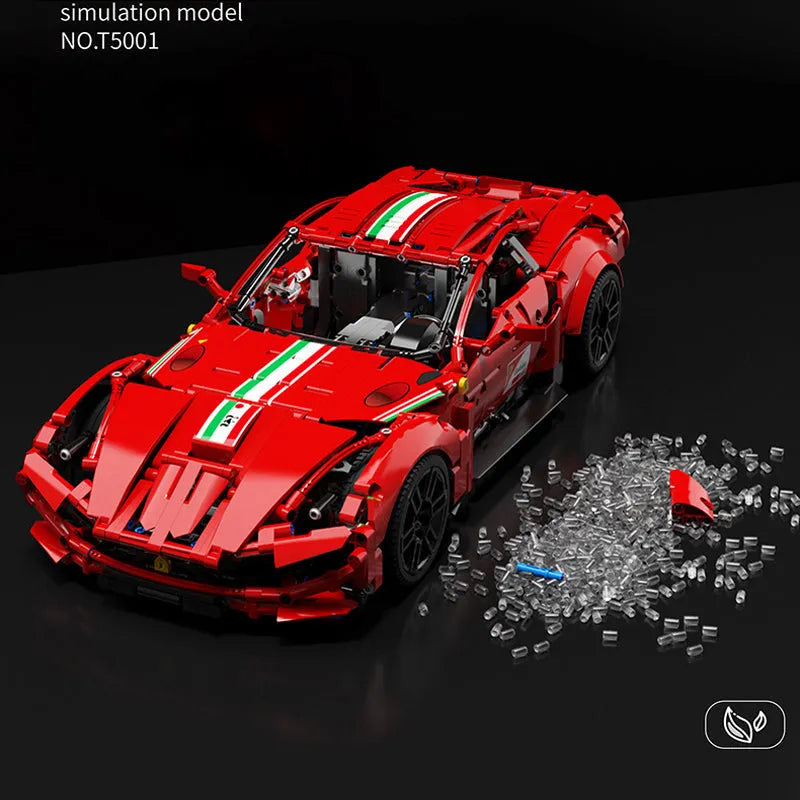 Building Blocks MOC Motorized RC Ferrari Berlinetta Sports Car Bricks Toy - 4