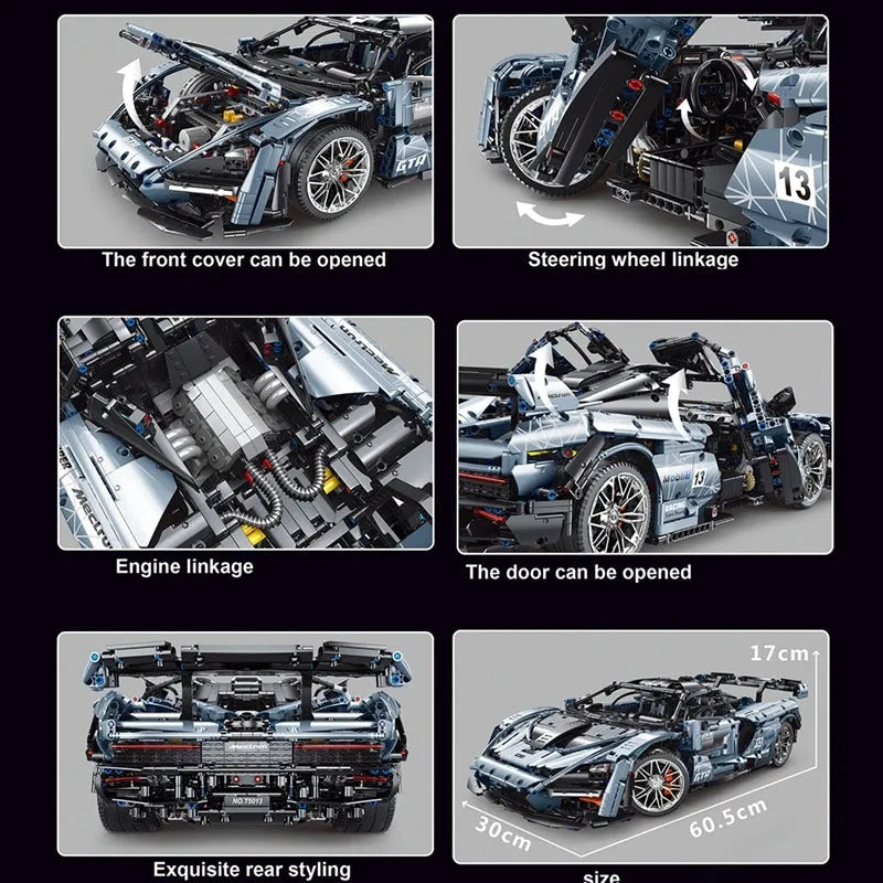 Building Blocks MOC Motorized RC McLaren Senna Hypercar Bricks Toy T5013A Construction Set Toys - 3
